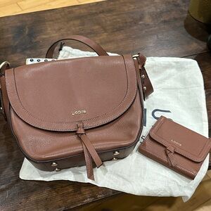 Lodis Brown Leather Shoulder Bag with Wallet